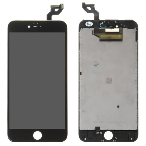 Дисплей для iPhone 6S Plus, чорний, з рамкою, Оригінал переклеєне скло 