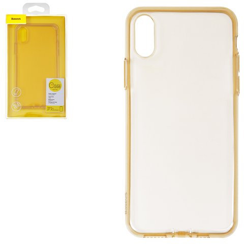Чехол Baseus для iPhone XS, золотистый, прозрачный, Dust Free, силикон, #ARAPIPH58 A0V