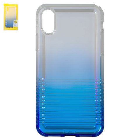 Чехол Baseus для iPhone X, iPhone XS, синий, бесцветный, с фактурой, с переливом, защитный, силикон, #WIAPIPH58 XC03