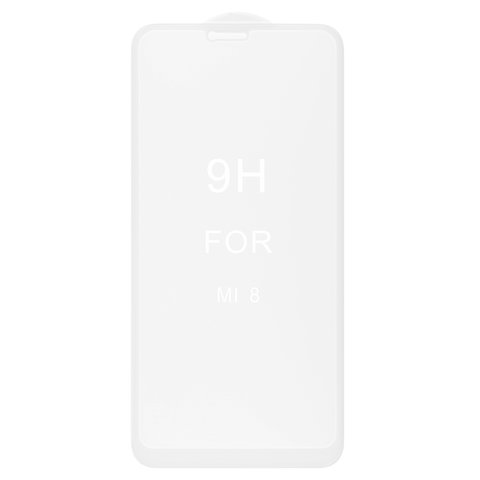 Захисне скло All Spares для Xiaomi Mi 8, 5D Full Glue, білий, шар клею нанесений по всій поверхні, M1803E1A