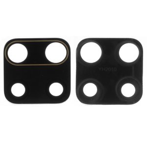 Скло камери для Xiaomi Redmi Note 9 Pro, Redmi Note 9S, чорне, без рамки, 19x19mm, M2003J6A1G
