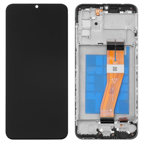 Дисплей для Samsung A037F Galaxy A03s, чорний, з рамкою, Original PRC , з жовтим шлейфом, 160,5x72 mm 