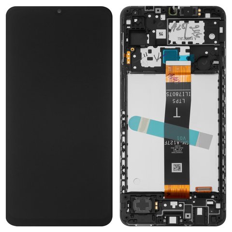 Дисплей для Samsung A127 Galaxy A12 Nacho, чорний, з рамкою, Original, сервісне опаковання, #GH82 26485A GH82 26486A