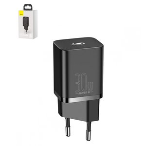 Мережевий зарядний пристрій Baseus Super Si, 30 Вт, Quick Charge, чорний, 1 порт, #CCSUP J01