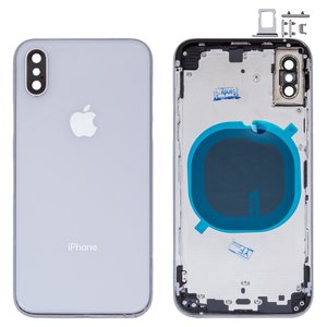 Корпус для iPhone XS, сріблястий, з тримачем SIM карти, з боковими кнопками, silver