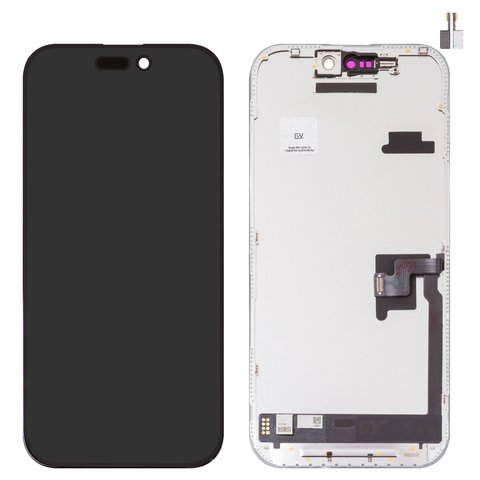 Дисплей для iPhone 16 Pro, черный, с рамкой, High Copy, без микросхемы, AMOLED , GX OEM soft, 120Hz