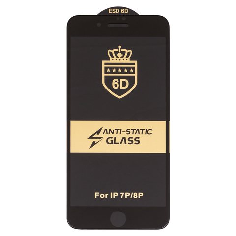 Захисне скло ESD 6D для Apple iPhone 7 Plus, iPhone 8 Plus, сумісне з чохлом, Full Glue, Anti Static, без упаковки , чорний