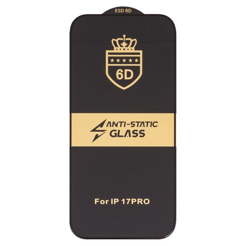 Захисне скло ESD 6D для Apple iPhone 17 Pro, сумісне з чохлом, Full Glue, Anti Static, без упаковки , чорний