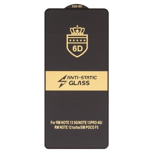 Захисне скло ESD 6D для Xiaomi Poco F5, Poco M6 Pro 4G, Redmi Note 13 5G, Redmi Note 13 Pro 4G, Redmi Note 14S, сумісне з чохлом, Full Glue, Anti Static, без упаковки , чорний