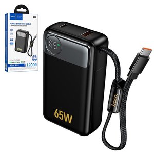 Power bank Hoco Q53, 12000 мАг, 65 Вт, чорний, Quick Charge, Power Delivery PD , #694007672597