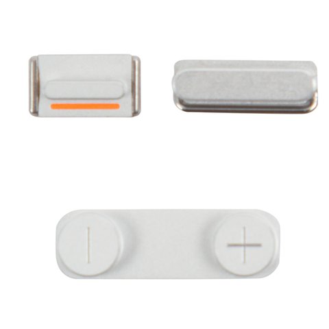 Housing Side Button Plastic compatible with Apple iPhone 5, full set, silver 
