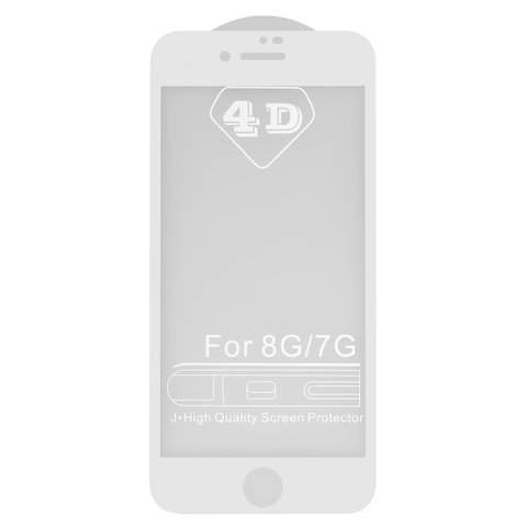 Защитное стекло All Spares для Apple iPhone 7, iPhone 8, iPhone SE 2020, 0,26 мм 9H, 5D Full Glue, белый, cлой клея нанесен по всей поверхности