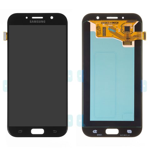 Pantalla LCD puede usarse con Samsung A720 Galaxy A7 2017 , negro, sin marco, Original PRC , original glass