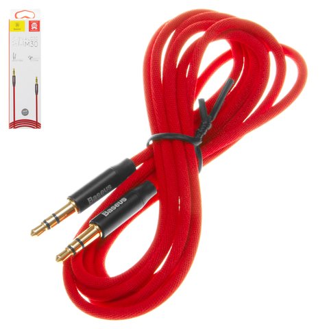 AUX Cable Baseus M30, TRS 3.5 mm, 150 cm, red, nylon braided  #CAM30 C91