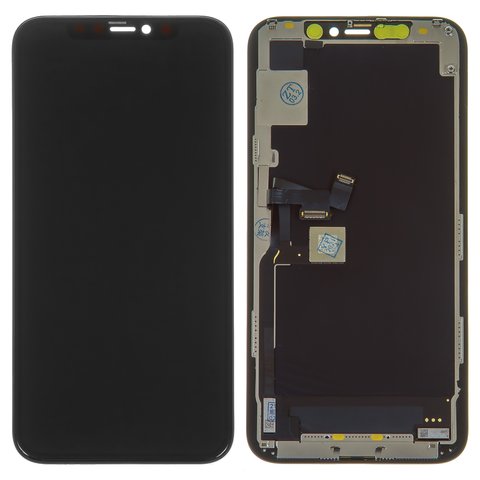 Дисплей для iPhone 11 Pro, черный, с рамкой, переклеено стекло