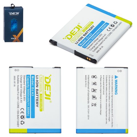 Battery Deji EB BA013ABY compatible with Samsung A013 Galaxy A01 Core, M013 Galaxy M01 Core, Li ion, 3.85 V, 3000 mAh 