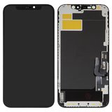 Pantalla LCD puede usarse con iPhone 12, iPhone 12 Pro, negro, con marco, HC, (OLED), XY OEM soft