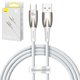 USB Cable Baseus Glimmer, (USB type-A, USB type C, 100 cm, 100 W, white, nylon braided) #CADH000402