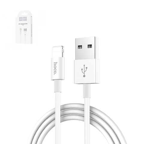 USB дата кабель Hoco X23, USB тип A, Lightning для Apple, 100 см, 2 А, белый