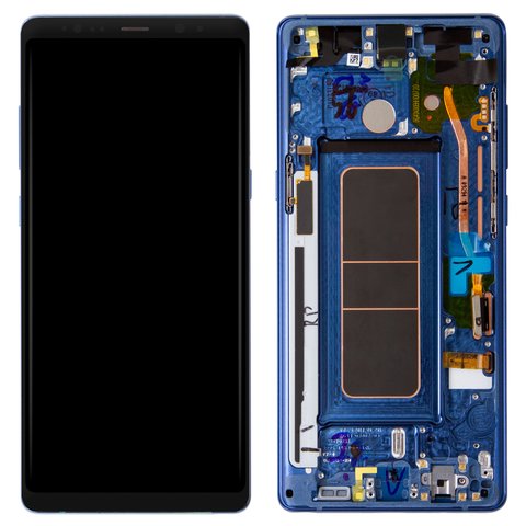 LCD compatible with Samsung N950F Galaxy Note 8, dark blue, with frame, Original PRC , deep sea Blue, original glass 