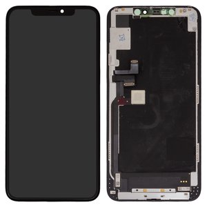 LCD compatible with iPhone 11 Pro Max, black, with frame, change glass, with camera and proximity sensor plastics 