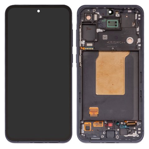 LCD compatible with Samsung A556 Galaxy A55, black, with frame, Original PRC