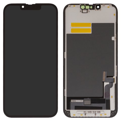 LCD compatible with iPhone 13, black, with frame, HC, without IC, OLED , YK OEM hard 