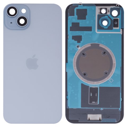 Housing Back Cover compatible with iPhone 15 Plus, blue, with camera lens, PRC