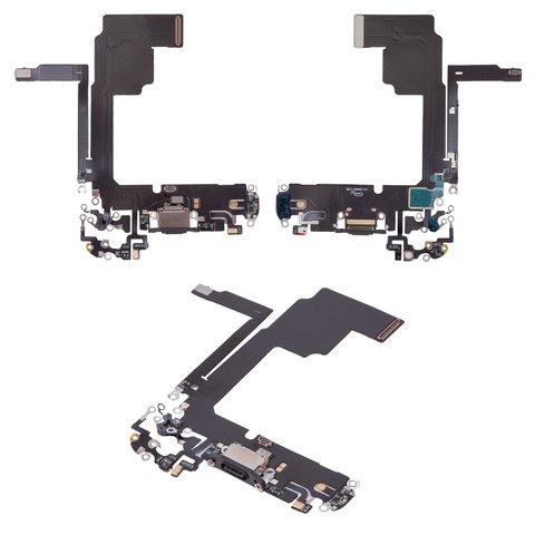 Flat Cable compatible with iPhone 15 Pro, charge connector, black, with microphone, HC 