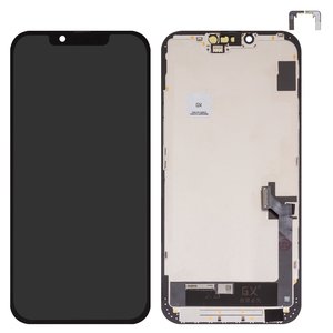 LCD compatible with iPhone 14 Plus, black, with frame, HC, without IC, OLED , GX OEM hard 