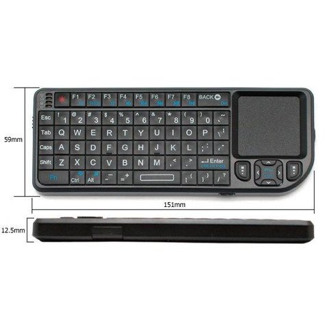 Teclado inalámbrico mini con panel táctil negro 