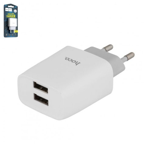 Adaptador de red Hoco C73A, 12 W, blanco, 2 puertos, #6931474712912