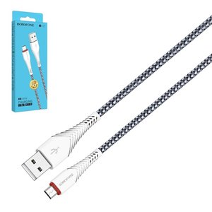 USB кабель Borofone BX25, USB тип A, micro USB тип B, 100 см, 2,4 А, білий, #6931474703484