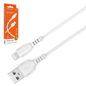 USB кабель Borofone BX51, USB тип A, Lightning, 100 см, 2,4 А, білий, #6931474743909