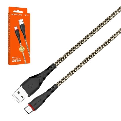 USB кабель Borofone BX25, USB тип C, USB тип A, 100 см, 3 A, чорний, #69314744703491