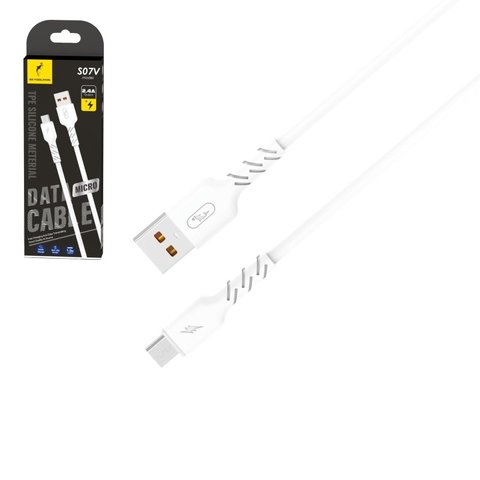 USB кабель SkyDolphin S07V TPE High Elastic Line, USB тип A, micro USB тип B, 100 см, 2,4 А, белый