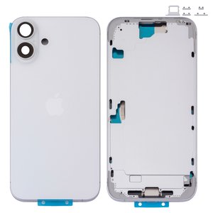Корпус для iPhone 16 Plus, белый, с держателем SIM карты, с боковыми кнопками, Original PRC , EU version