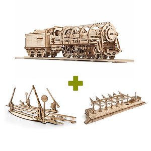 Механический 3D-пазл UGEARS Набор 3 в 1: Локомотив + Рельсы + Перрон Механический 3D-пазл UGEARS Набор 3 в 1: Локомотив + Рельсы + Перрон